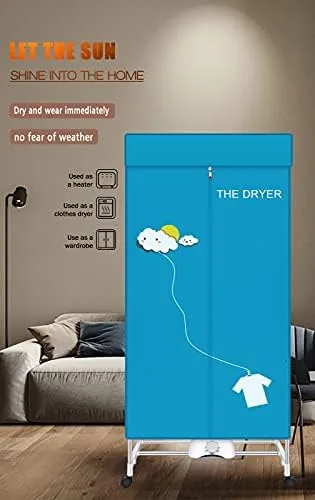 Freshly dried clothes being removed from the front load drum of the portable dryer