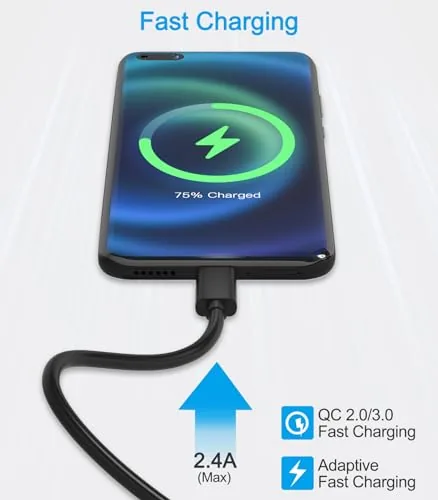 Another view of the Short Micro USB Cable,Android Charger Compatible with Fire Stick,for Roku