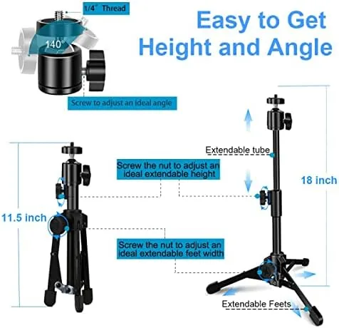 Close look at the Webcam Tripod Stand Extendable Desktops Tripod for Camera/Phone/Webcam, Desk Tripods build quality
