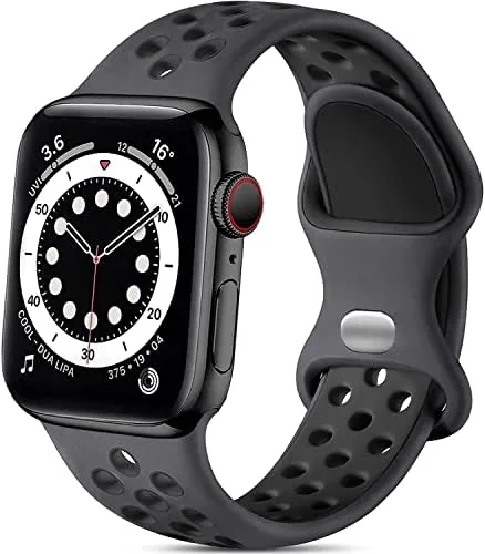 The Lerobo silicone sport band attached to an Apple Watch on a wrist