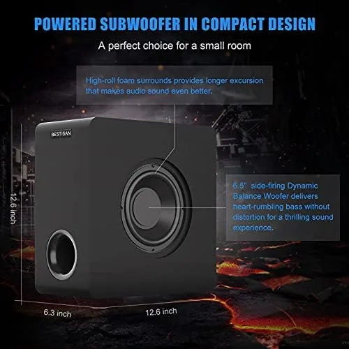 Close look at the BESTISAN Powered Subwoofer, Deep Bass Home Audio, Wired for Home build quality