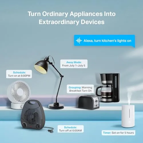 Kasa EP10 smart plug connected to a phone on a desk with the Kasa app open