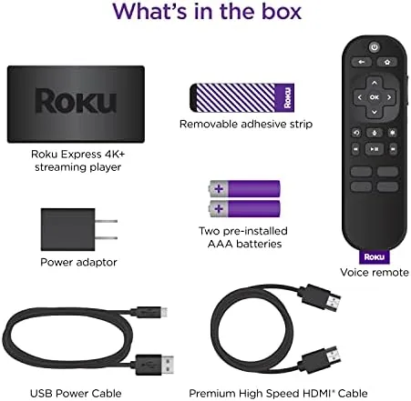 Comparison of the Roku Express 4K+ with other streaming devices on a shared shelf