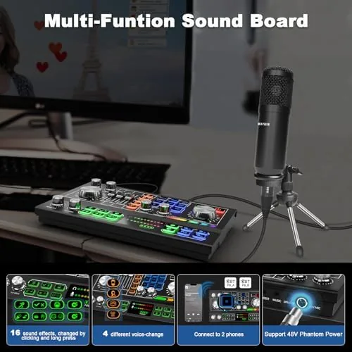 The Podcast Equipment Bundle for 2, Audio Interface, Voice Changer with in real use