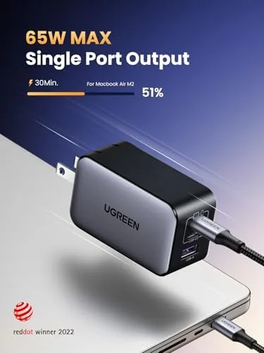 Close look at the UGREEN Nexode 65W USB C Charger Block, 3-Port Wall Charger build quality