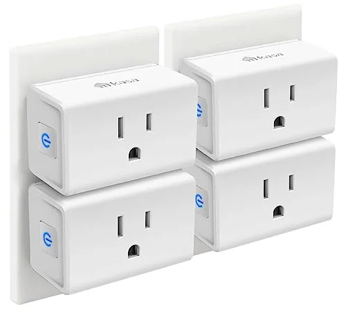 Four Kasa smart plug minis in a white box laid out on a table