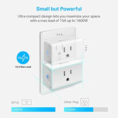 The Kasa Mini next to a Tapo Mini and a Wyze plug for comparison