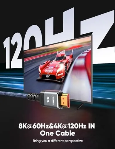 PlayStation 5 connected to a 4K 120Hz television with the Highwings HDMI 2.1 cable
