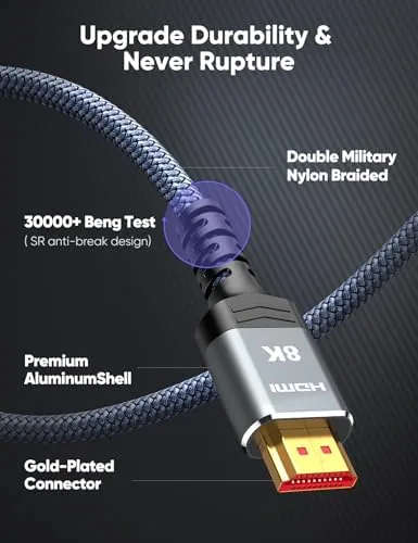 Back panel of a television showing two Highwings HDMI cables seated in the ports