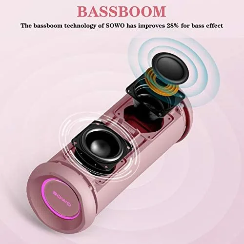 Close look at the SOWO Outdoor Wireless Portable Bluetooth Speaker, Waterproof Speaker - Pink build quality