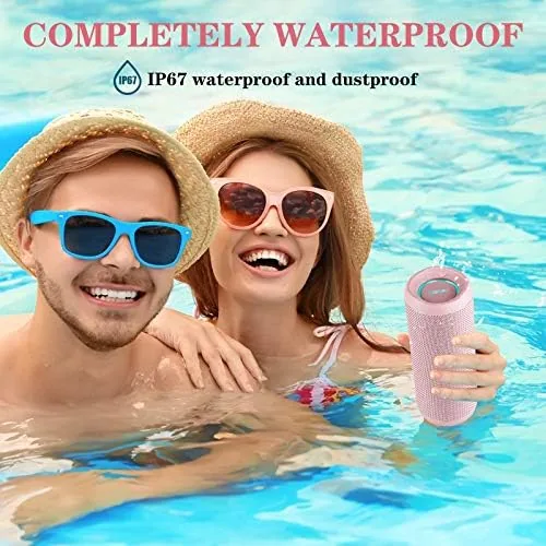 Another view of the SOWO Outdoor Wireless Portable Bluetooth Speaker, Waterproof Speaker - Pink