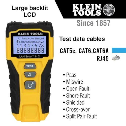 Close look at the Klein Tools VDV526-200 Cable Tester, LAN Scout Jr. 2 Ethernet build quality