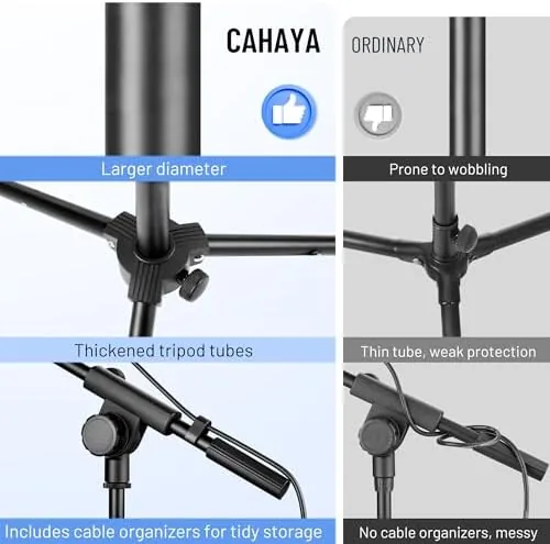 Close look at the CAHAYA Mic Stand Floor Adjustable - Tripod Boom Arm Microphone build quality