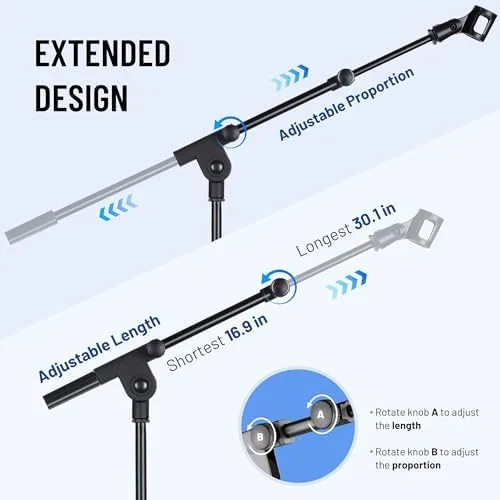 Another view of the CAHAYA Mic Stand Floor Adjustable - Tripod Boom Arm Microphone