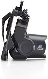Close up of the DJI FPV camera lens and three axis gimbal arms
