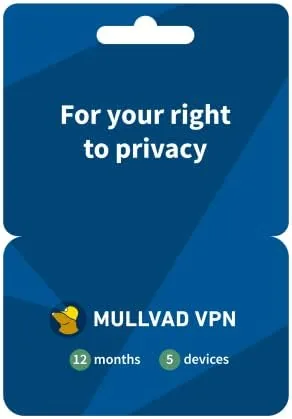 Mullvad VPN account number displayed on a laptop screen