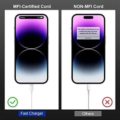 Comparison of the MFi cable with an Apple original and a budget cord