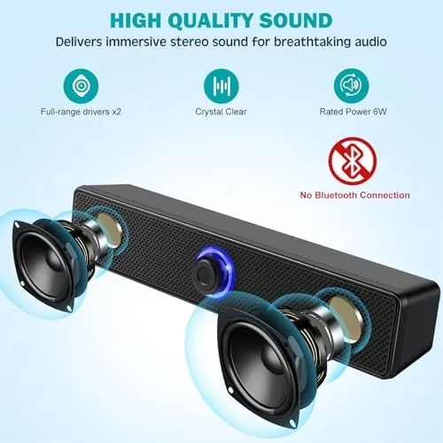 Close look at the Computer Speakers, USB-A Powered PC Speakers, Wired 3.5mm AUX, No build quality