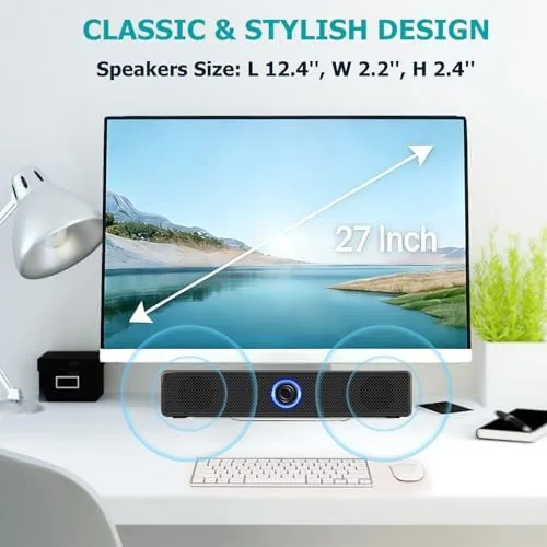 Another view of the Computer Speakers, USB-A Powered PC Speakers, Wired 3.5mm AUX, No