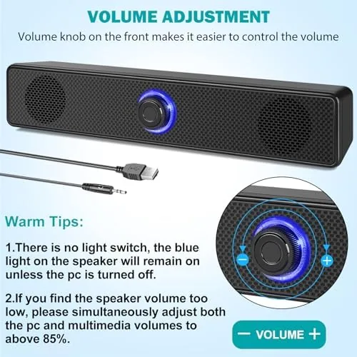 The Computer Speakers, USB-A Powered PC Speakers, Wired 3.5mm AUX, No compared in context