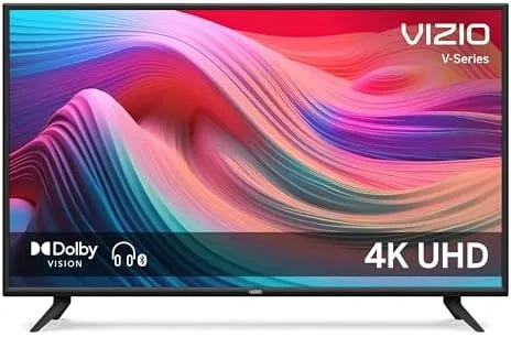 Close up of the VIZIO V-Series slim bezel and voice remote with microphone