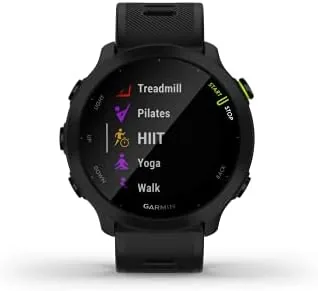 Runner reviewing a completed morning run summary on the Forerunner 55