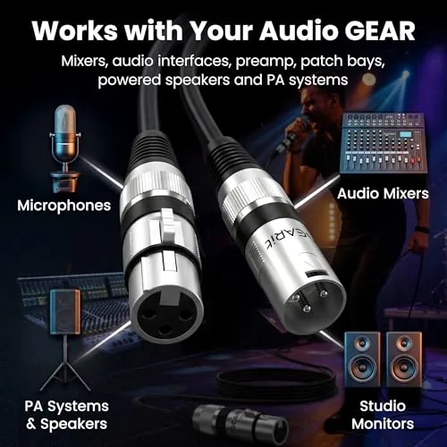The GEARit XLR Cables 100ft OFC, Microphone Cable XLR Male to compared in context