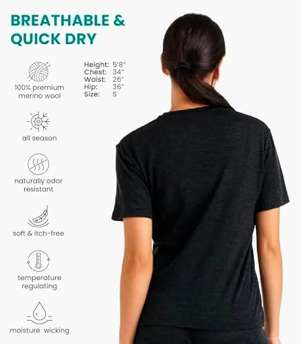Close look at the 100% Merino Wool Shirt Women - Short Sleeve Tee Base build quality