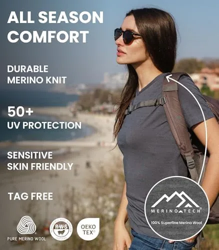The 100% Merino Wool Shirt Women - Short Sleeve Tee Base in real use