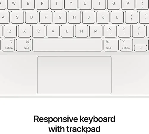 iPad with Magic Keyboard open on a desk in a bright office