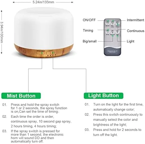 Another view of the 300ML Essential Oil Diffuser, Remote Control Ultrasonic Aromatherapy Oil Diffusers