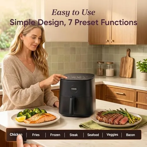 Close look at the Cosori Air Fryer Pro LE 5 Qt, 9-in-1, Ceramic Coating build quality