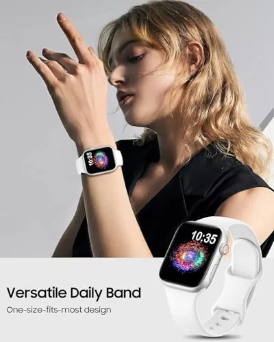 Band on a wrist during a gym workout showing the white finish