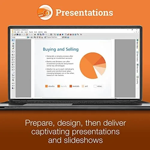 Presentations slide editor showing a simple slide deck
