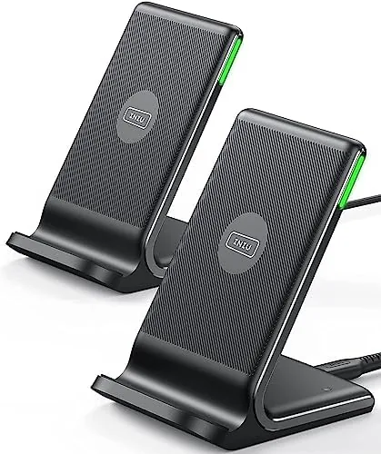 Overview of the INIU Wireless Charger, [2-Pack] 15W Fast Wireless Charging Stand with
