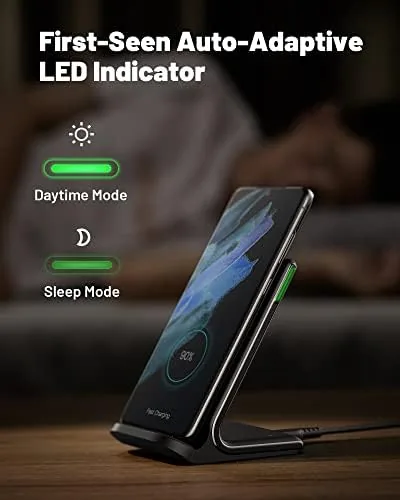 The INIU Wireless Charger, [2-Pack] 15W Fast Wireless Charging Stand with in real use