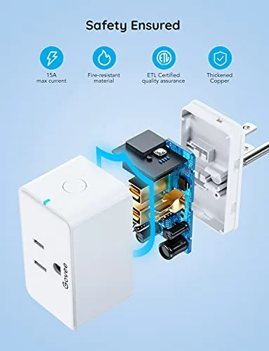 Close up of the Govee plug manual button and compact housing