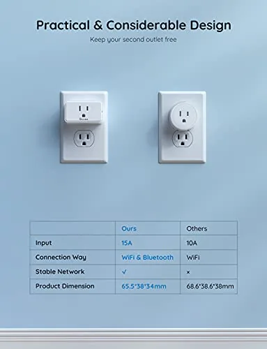 Govee plug installed in a wall outlet controlling a lamp