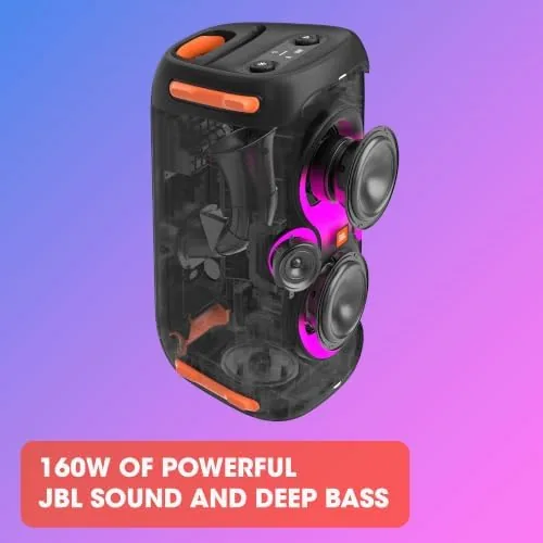 PartyBox 110 next to a smaller JBL PartyBox Encore for size comparison