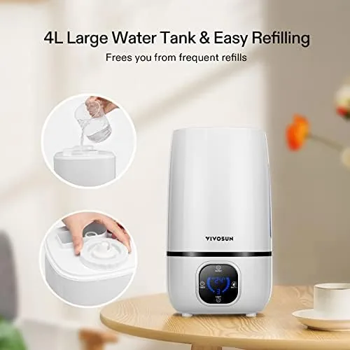 The VIVOSUN 4L Cool Mist Humidifier with Remote Control for Bedroom in real use