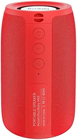 Overview of the Musibaby M68 Small Rechargeable Speaker, Dual Pairing, Red | Bluetooth
