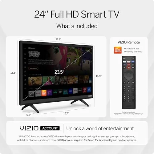 VIZIO TV playing a nature documentary in a dim bedroom