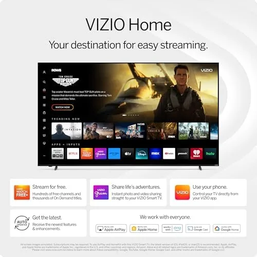 Testing setup showing an Echo device and phone casting to the VIZIO TV