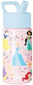 The Simple Modern Disney Princess water bottle on a kitchen counter