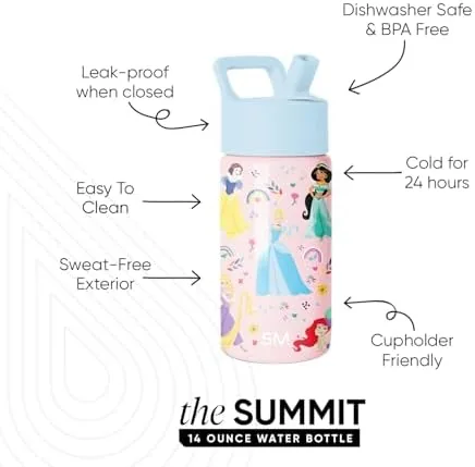 Close up of the princess rainbow print on the bottle exterior