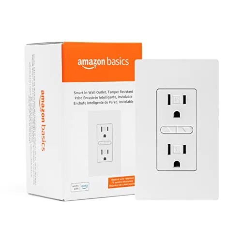 Overview of the Amazon Basics Smart In-Wall Outlet, Works with Alexa Only, Individually