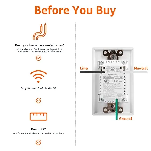 The Amazon Basics Smart In-Wall Outlet, Works with Alexa Only, Individually in real use