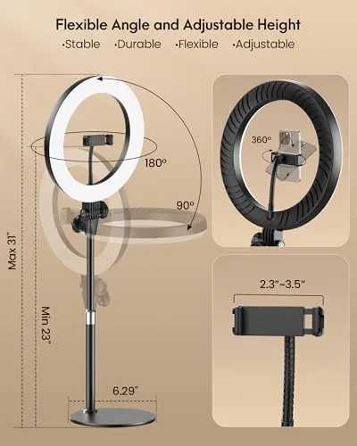 Another view of the Desk Ring Light with Stand for Computer, Desk Light for