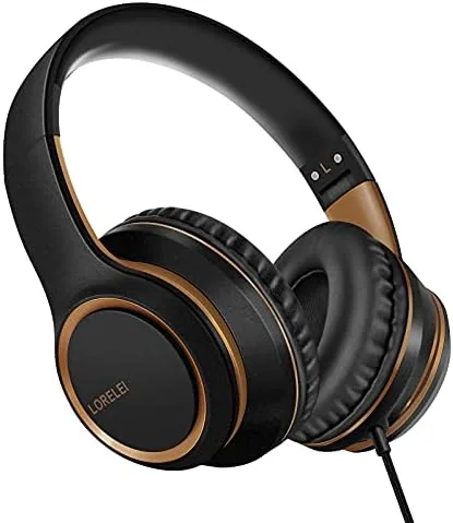 LORELEI X8 Over-Ear Wired Headphones with Microphone with 1.45m-Tangle-Free Nylon Line&3.5mm Plug,Lightweight Foldable & Review: Tested and Rated
