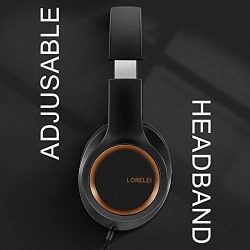 Close look at the LORELEI X8 Over-Ear Wired Headphones with Microphone with 1.45m-Tangle-Free Nylon build quality